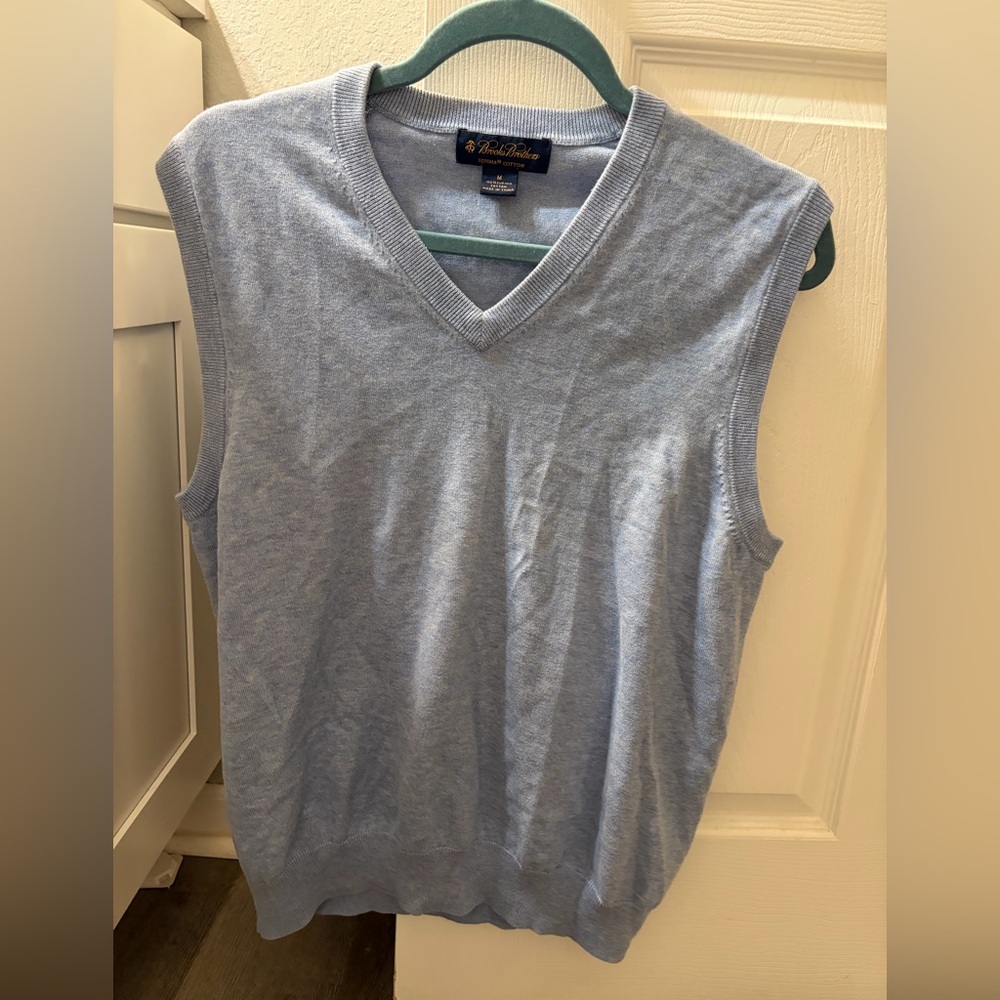 Brooks Brothers Light Blue V-Neck Sweater Vest